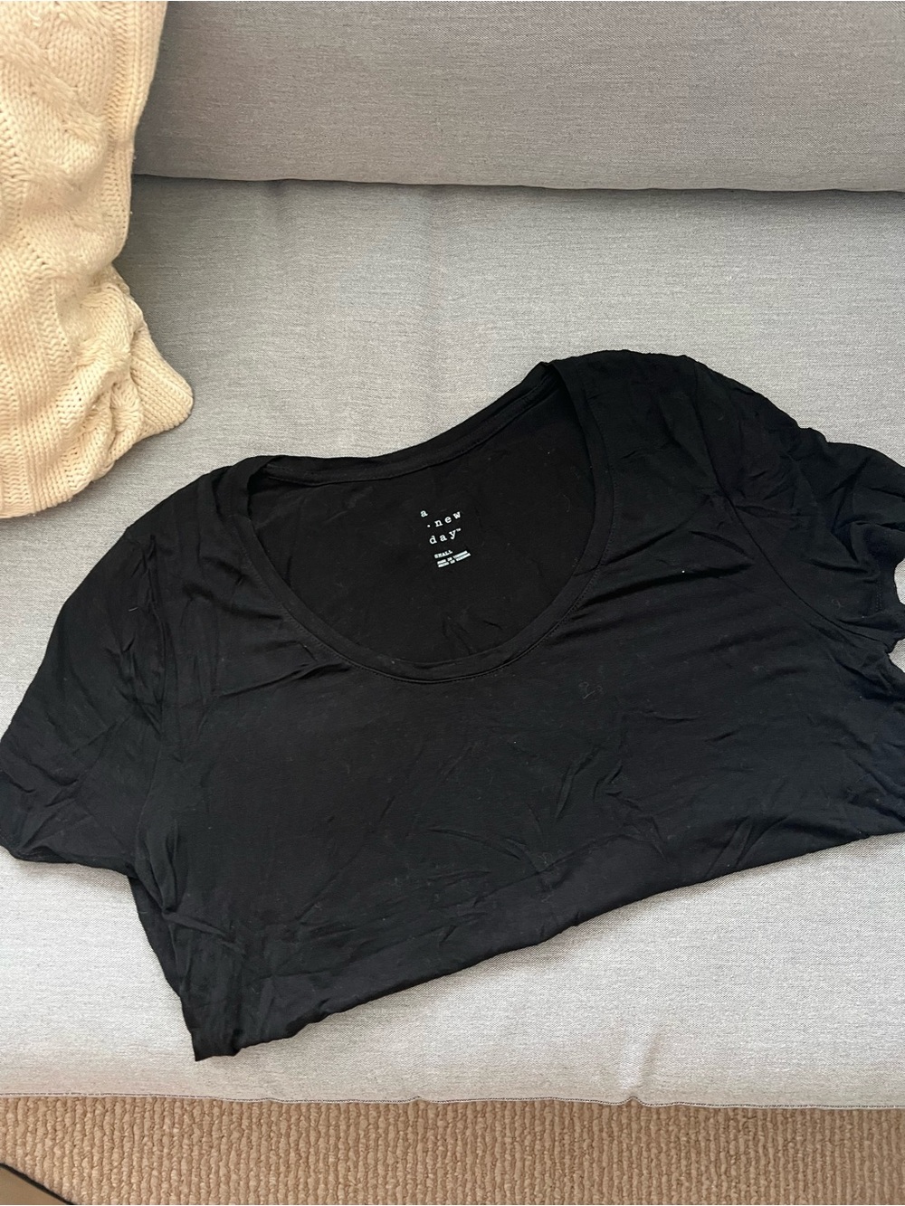 a new day Black Scoop Neck Short Sleeve Tee